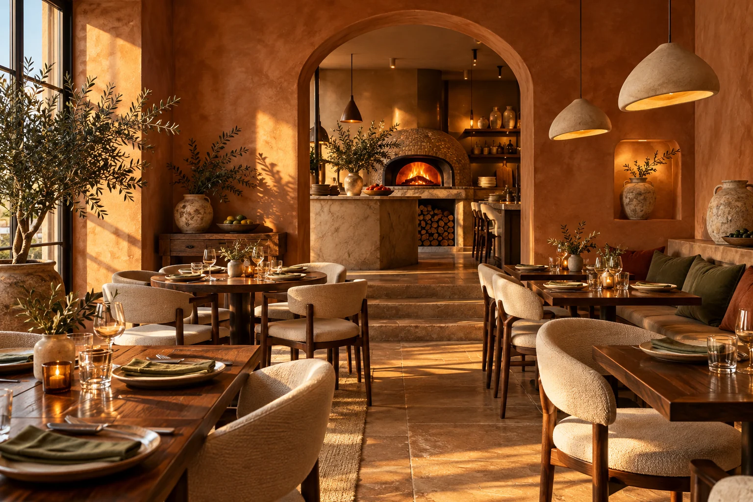 Fiktiver Restaurant-Innenraum – KI-generiert